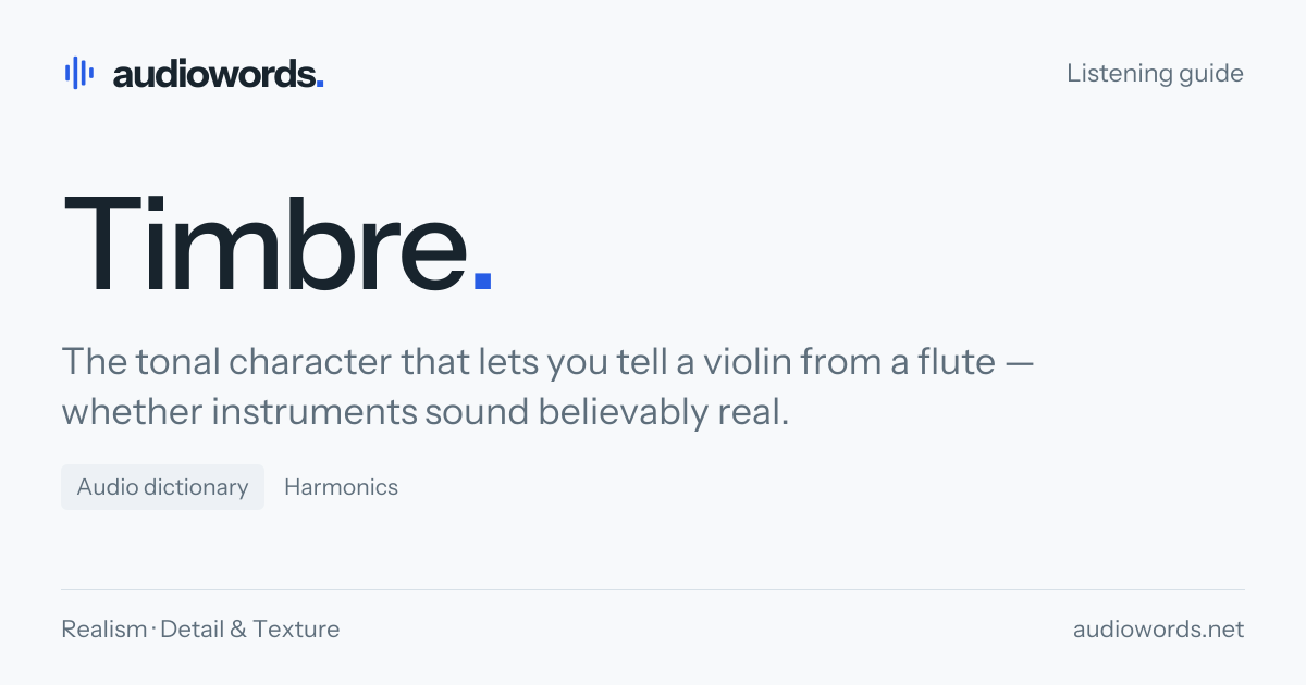 Audio Timbre What Does